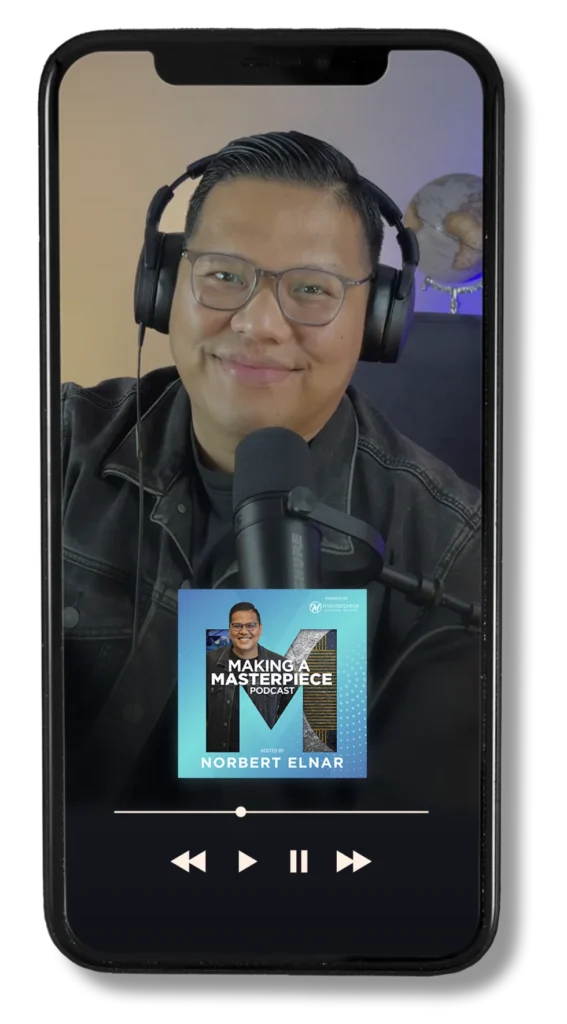Person hosting 'Making a Masterpiece' podcast.